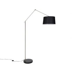 QAZQA Moderne Stehleuchte Stahl Leinenschirm schwarz 45 cm - Editor -Stehlampen Verkaufsladen 1023 104959 14