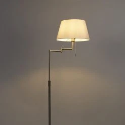 QAZQA Stehlampe aus Stahl mit weißem Schirm und verstellbarem Arm - Ladas Deluxe 28 QAZQA Stehlampe aus Stahl mit weißem Schirm und verstellbarem Arm - Ladas Deluxe -Stehlampen Verkaufsladen 1043 102375 12