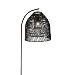 QAZQA Ländliche Stehlampe schwarz mit Rattan - Sam -Stehlampen Verkaufsladen 1067 103518 2