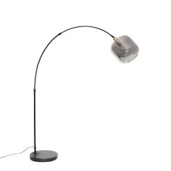 QAZQA Booglamp zwart met goud met smoke glas 2-lichts - Zuzanna 27 QAZQA Booglamp zwart met goud met smoke glas 2-lichts - Zuzanna -Stehlampen Verkaufsladen 1072 105509 12