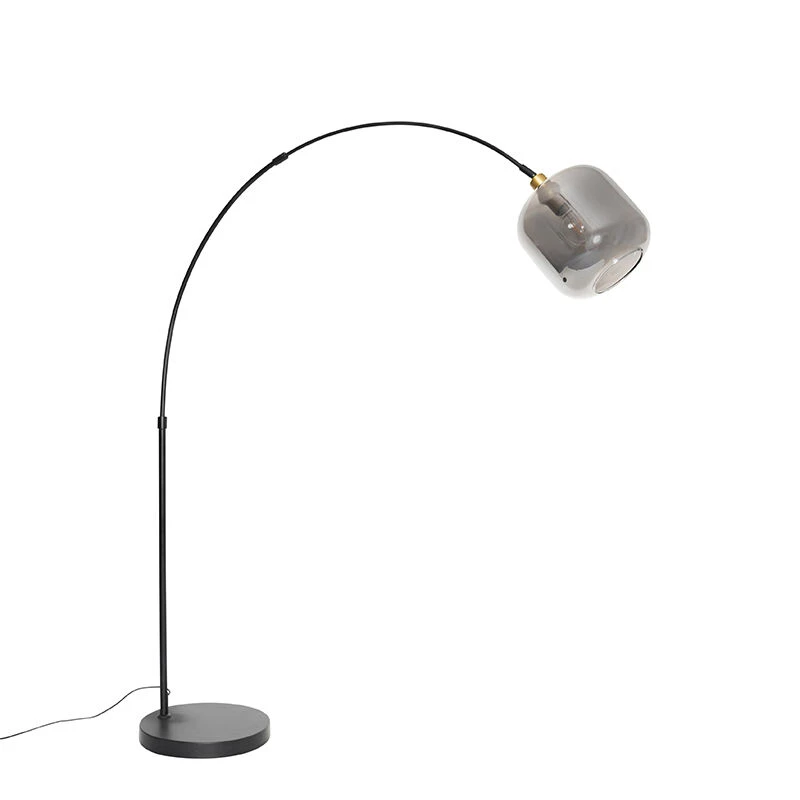 QAZQA Booglamp zwart met goud met smoke glas 2-lichts - Zuzanna 15 QAZQA Booglamp zwart met goud met smoke glas 2-lichts - Zuzanna – Bild 13