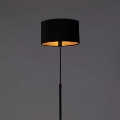 QAZQA Stehleuchte schwarz mit Veloursschirm schwarz mit Gold 35 cm - Parte -Stehlampen Verkaufsladen 1072 98580 9