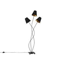 QAZQA Design Stehlampe schwarz mit gold 3-flammig - Melis -Stehlampen Verkaufsladen 1122 103870 2