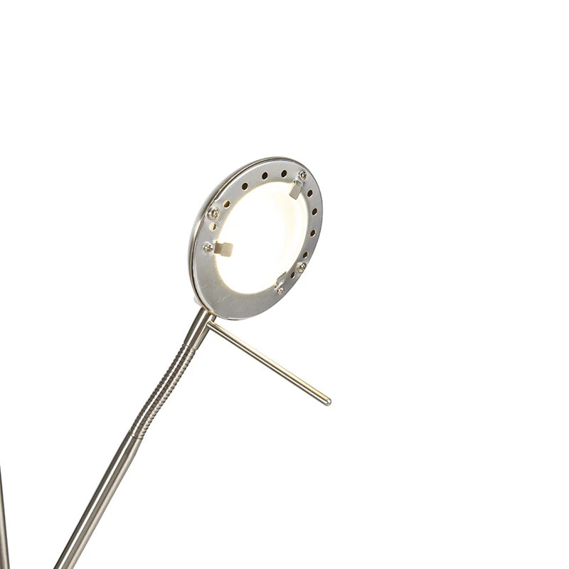 QAZQA Stehleuchte Stahl mit Leselampe inkl. LED und Dimmer - Diva 8 QAZQA Stehleuchte Stahl mit Leselampe inkl. LED und Dimmer - Diva – Bild 6