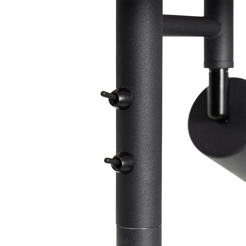 QAZQA Stehlampe schwarz mit weißer Innenseite und Leselampe - Jelena 8 QAZQA Stehlampe schwarz mit weißer Innenseite und Leselampe - Jelena – Bild 6