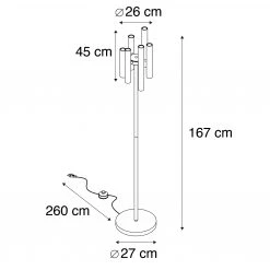 QAZQA Art Deco Stehlampe schwarz 12-Licht - Tubi 24 QAZQA Art Deco Stehlampe schwarz 12-Licht - Tubi -Stehlampen Verkaufsladen 1169 104039 4