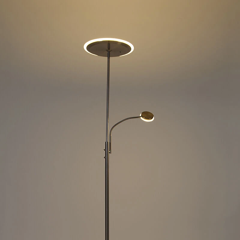 QAZQA Moderne Stehlampe Stahl inkl. LED mit Fernbedienung und Lesearm - Strela 21 QAZQA Moderne Stehlampe Stahl inkl. LED mit Fernbedienung und Lesearm - Strela – Bild 19