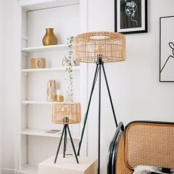 QAZQA Orientalische Stehlampe Stativ Rattan - Maud