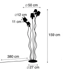 QAZQA Design Stehleuchte schwarz 5-Licht mit Klemmkappe - Wimme -Stehlampen Verkaufsladen 1218 103550 3