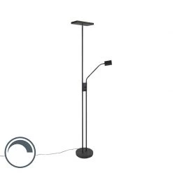 QAZQA Design-Uplighter Jazzy mit Leselampe eckig schwarz