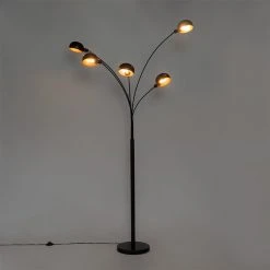 QAZQA Design Stehlampe schwarz mit gold 5-flammig - Sixties Marmo -Stehlampen Verkaufsladen 1281 104440 14
