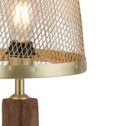 Paul Neuhaus Industriële vloerlamp messing met hout tripod - Shaun -Stehlampen Verkaufsladen 1286 105279 2