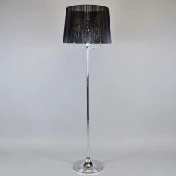 QAZQA Klassische Stehlampe Chrom mit schwarzem Schirm - Ann-Kathrin 5 -Stehlampen Verkaufsladen 1326 89401 6