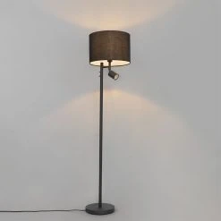 QAZQA Stehlampe schwarz mit weißer Innenseite und Leselampe - Jelena 31 QAZQA Stehlampe schwarz mit weißer Innenseite und Leselampe - Jelena -Stehlampen Verkaufsladen 1352 105567 13