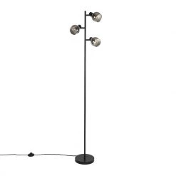 QAZQA Art Deco Stehleuchte schwarz 3-Licht mit Rauchglas - Vidro -Stehlampen Verkaufsladen 1358 102481 11