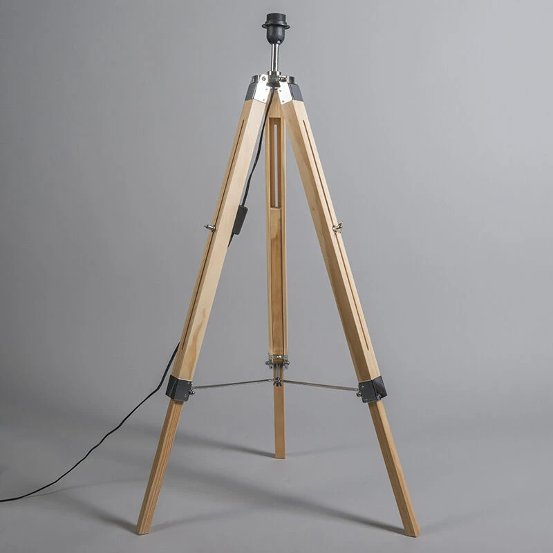 QAZQA Stehleuchte im Landhausstil mit schwarzem Leinenschirm 45 cm - Tripod 8 QAZQA Stehleuchte im Landhausstil mit schwarzem Leinenschirm 45 cm - Tripod – Bild 6
