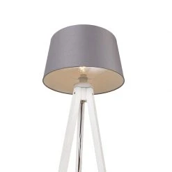 QAZQA Modernes Stativ weiß mit Leinenschirm dunkelgrau 45 cm - Tripod Classic -Stehlampen Verkaufsladen 1394 104116 4