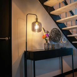 QAZQA Design Stehlampe schwarz mit gold mit Rauchglas - Zuzanna -Stehlampen Verkaufsladen 1436 104560 14
