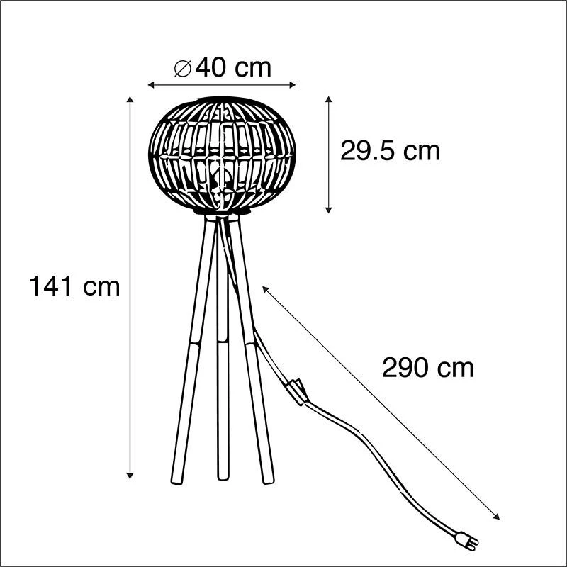 QAZQA Ländliche Stehlampe Stativ schwarz 40 cm - Canna 6 QAZQA Ländliche Stehlampe Stativ schwarz 40 cm - Canna – Bild 4