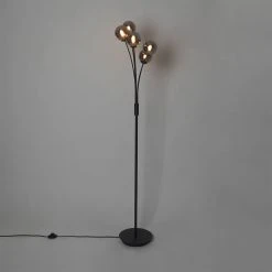 QAZQA Moderne Stehlampe schwarz 5-Licht mit Rauchglas - Athen -Stehlampen Verkaufsladen 1440 103126 10
