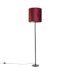 QAZQA Schwarze Stehlampe mit Veloursschirm rot/gold 40 cm - Simplo 22 QAZQA Schwarze Stehlampe mit Veloursschirm rot/gold 40 cm - Simplo -Stehlampen Verkaufsladen 1475 98575 9