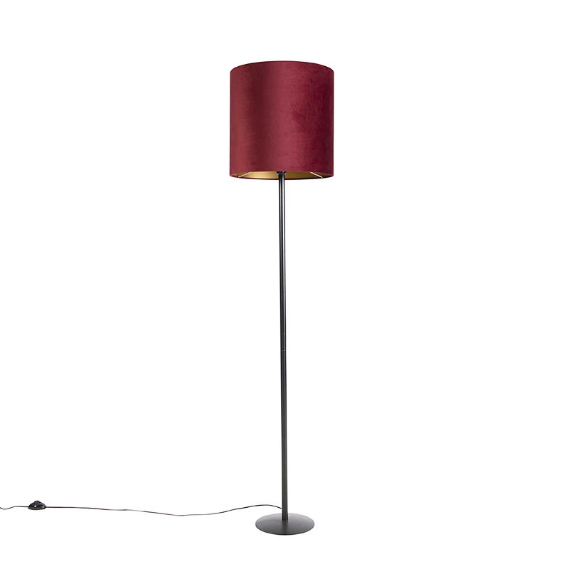 QAZQA Schwarze Stehlampe mit Veloursschirm rot/gold 40 cm - Simplo 12 QAZQA Schwarze Stehlampe mit Veloursschirm rot/gold 40 cm - Simplo – Bild 10