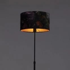 QAZQA Stehleuchte schwarz mit Veloursschirm Blüten 35 cm - Parte -Stehlampen Verkaufsladen 1571 98581 8
