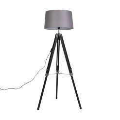 QAZQA Stehleuchte schwarz mit dunkelgrauem Schirm 45 cm - Tripod -Stehlampen Verkaufsladen 1624 92837 15