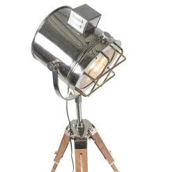 QAZQA Stehleuchte mit Holzstativ und Studiospot - Tripod Shiny -Stehlampen Verkaufsladen 1633 98819 8