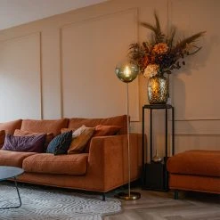 QAZQA Art Deco Stehleuchte Messing mit grünem Glas - Pallon Mezzi