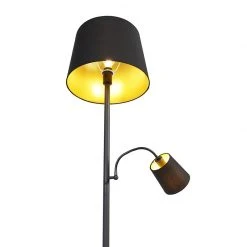 QAZQA Klassische Stehlampe schwarz mit Gold und Leselicht - Retro -Stehlampen Verkaufsladen 1672 103238 11