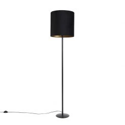 QAZQA Schwarze Stehlampe mit Veloursschirm schwarz mit Gold 40 cm - Simplo 21 QAZQA Schwarze Stehlampe mit Veloursschirm schwarz mit Gold 40 cm - Simplo -Stehlampen Verkaufsladen 1673 98098 9