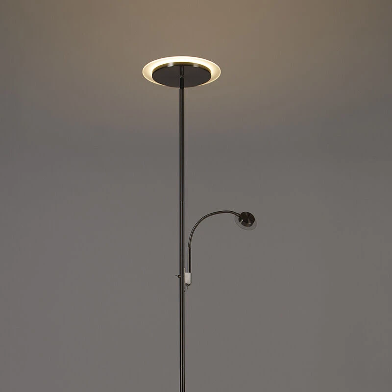 QAZQA Moderne vloerlamp staal incl. LED met leesarm - Chala 14 QAZQA Moderne vloerlamp staal incl. LED met leesarm - Chala – Bild 12