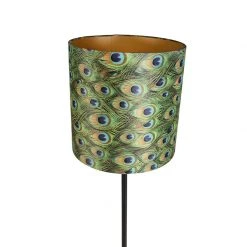 QAZQA Schwarze Stehlampe mit Veloursschirm Pfauengold 40 cm - Simplo -Stehlampen Verkaufsladen 1729 98571 6
