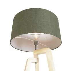 QAZQA Stehleuchte Stativ Holz mit Schirm 50 cm grün - Puros -Stehlampen Verkaufsladen 1733 94245 4