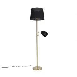 QAZQA Klassische Stehlampe Gold Stoffschirm Schwarz mit Leselampe - Retro -Stehlampen Verkaufsladen 1808 103239 15