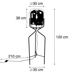 QAZQA Design Stehlampe schwarz mit Rauchglas - Bliss -Stehlampen Verkaufsladen 1859 102047 3
