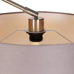 QAZQA Moderne Stehleuchte Stahl Leinenschirm dunkelgrau 45 cm - Editor -Stehlampen Verkaufsladen 1865 104961 2