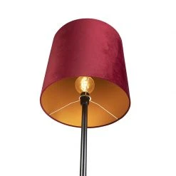 QAZQA Schwarze Stehlampe mit Veloursschirm rot/gold 40 cm - Simplo 17 QAZQA Schwarze Stehlampe mit Veloursschirm rot/gold 40 cm - Simplo -Stehlampen Verkaufsladen 1866 98575 4
