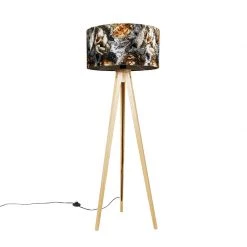 QAZQA Stehlampe Holz mit Stoffschirm Blumen 50 cm - Tripod Classic -Stehlampen Verkaufsladen 1873 104367 10