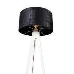 QAZQA Modernes Stehlampenstativ weiß mit schwarzem Samtschirm 50 cm - Tripod Classic -Stehlampen Verkaufsladen 1881 104122 4
