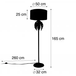 QAZQA Vintage Stehlampe Gold mit Samtschirm Taupe 50 cm - Botanica -Stehlampen Verkaufsladen 1903 103627 4