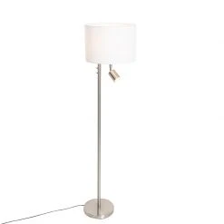 QAZQA Stehlampe Stahl mit Schirm weiß und Leselampe - Jelena -Stehlampen Verkaufsladen 1909 105569 9