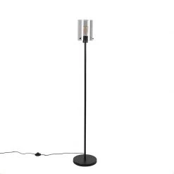 QAZQA Design Stehleuchte schwarz mit Rauchglas - Kuppel -Stehlampen Verkaufsladen 1916 102217 11