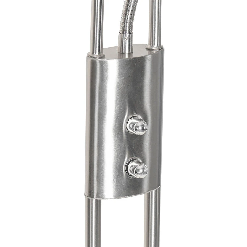 QAZQA Moderne Stehleuchte Stahl mit Lesearm inkl. LED und Dimmer - Divo 14 QAZQA Moderne Stehleuchte Stahl mit Lesearm inkl. LED und Dimmer - Divo – Bild 12