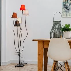 QAZQA Design Stehleuchte schwarz mit Stoffschirm 5-flammig - Melis