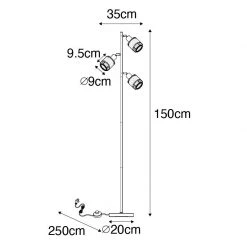 QAZQA Design-Stehlampe Schwarz mit Gold 3-flammig - Noud -Stehlampen Verkaufsladen 1984 105052 4