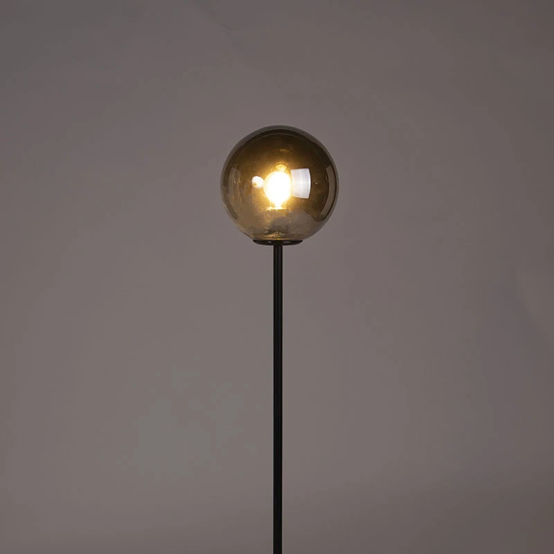 QAZQA Art Deco Stehleuchte schwarz mit Rauchglas - Pallon 13 QAZQA Art Deco Stehleuchte schwarz mit Rauchglas - Pallon – Bild 11