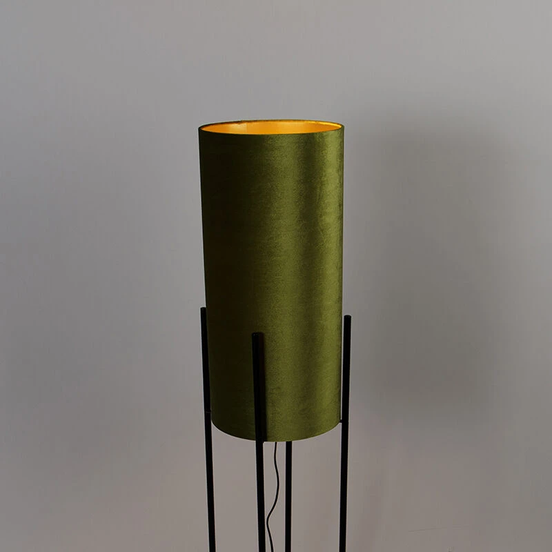 QAZQA Design Stehleuchte mit Samtschirm grün/gold - Rich 13 QAZQA Design Stehleuchte mit Samtschirm grün/gold - Rich – Bild 11