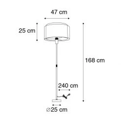 QAZQA Stehleuchte Stahl mit schwarz/weißem Schirm 45 cm verstellbar - Parte -Stehlampen Verkaufsladen 2056 93187 3
